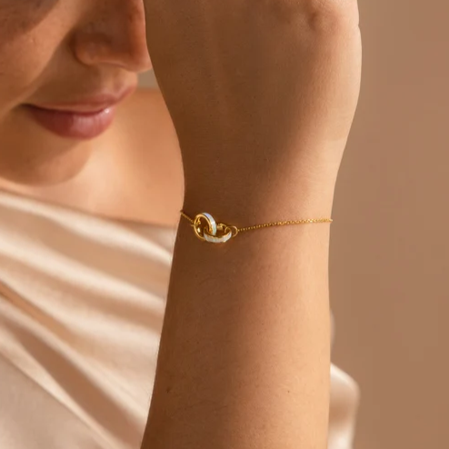Interlocking Opal Bracelet by Caitlyn Minimalist • Dainty Infinity Charm Bracelet • Opal Inlay Jewelry • Gift for Girlfriend