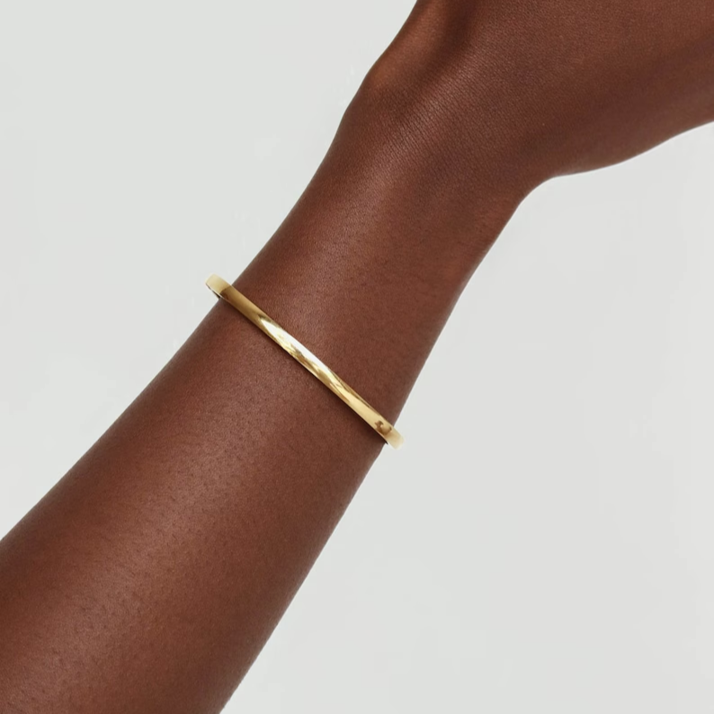 Water Resistant - 18k Gold Hinge Bracelet - 18k Gold Plated Bangle Bracelet - Gold Cuff Bracelet - Layering Bracelet